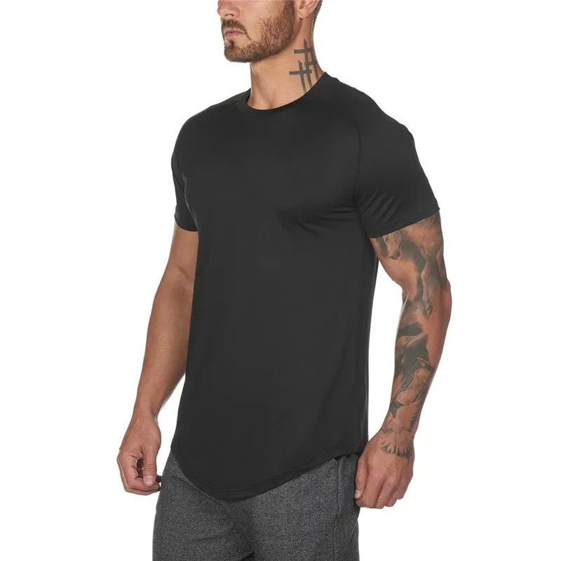 Summer Cotton Sports T-Shirts Mens Slim Fit Gym Fitness Male T Shirt Casual Running Bodybuilding Man Jogging Workout Clothing ?