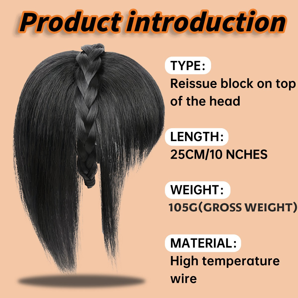 Topper de Cabelo Sintético com Tiara Franja Franja 3D Cabelo Sintético Clip em Extensões de Cabelo para Uso Diário Acessórios de Cabelo
