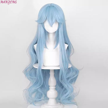 High Quality Ayanami Rei Wigs Anime EVA Cosplay Synthetic Long Wavy Blue Heat Resistant Hair Wig for Daily Party