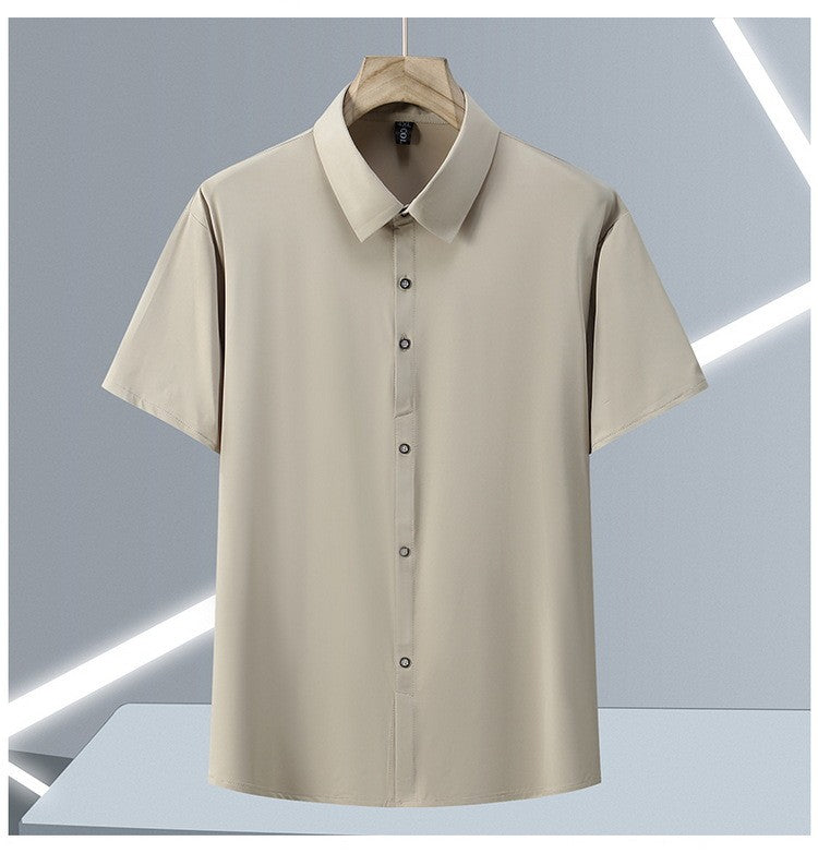 Ice Silk Summer Men's Dress Shirt Turn Down Collar Business Elastic Classic Top Male Plus Size Stretch 6XL 8XL 7XL 9XL 10XL 11XL