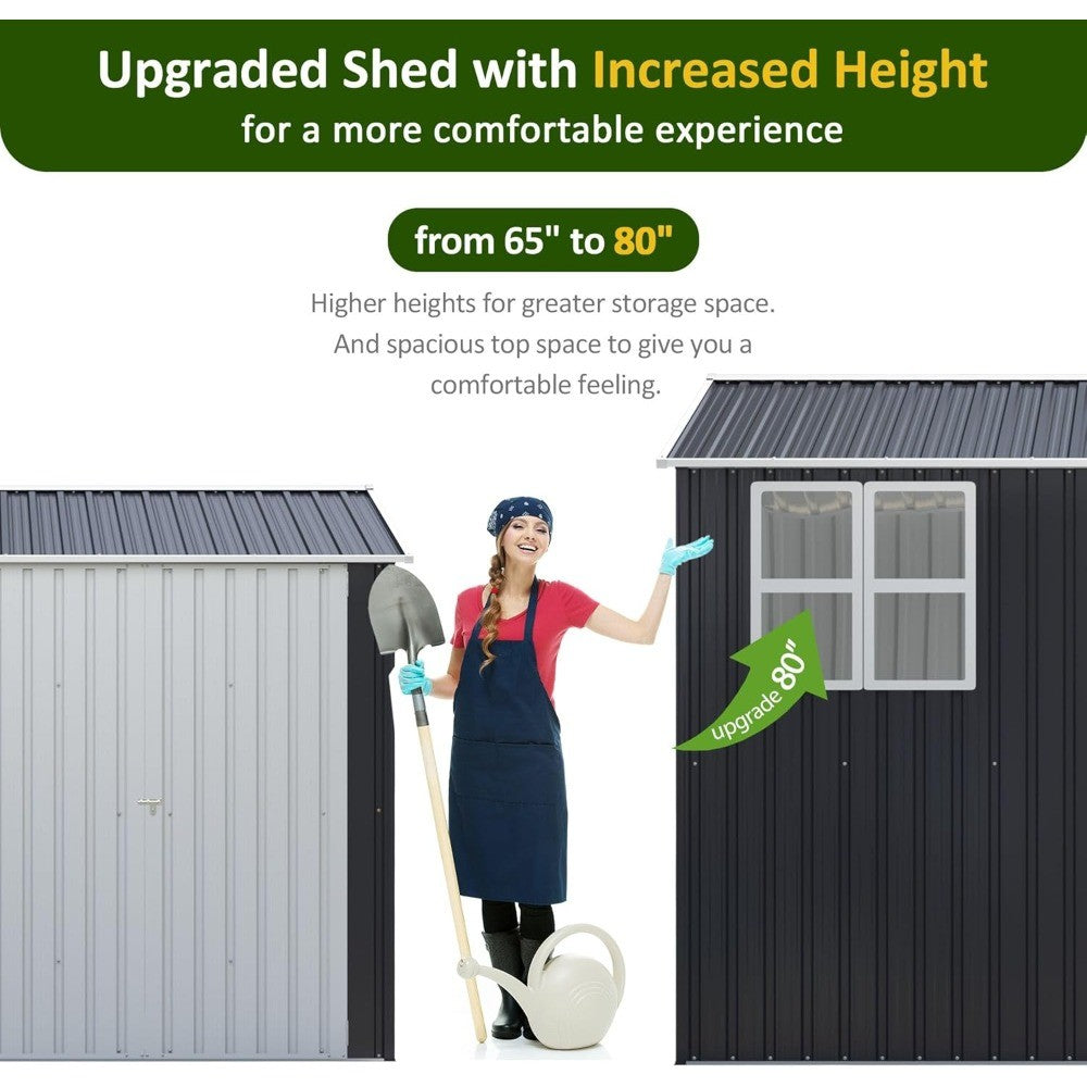 10x10 FT Outdoor Storage Shed, Metal Garden Tool Shed with Updated Frame Structure, Lockable Doors and Windows, Ideal