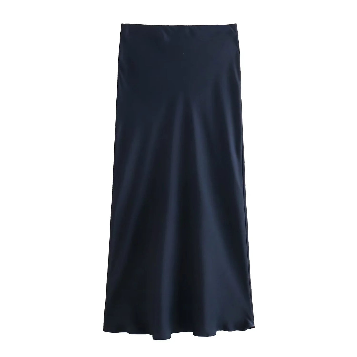 XNWMNZ Women's Fashion 2023 Flowing Satin Midi Skirt Women Vintage Elastic High