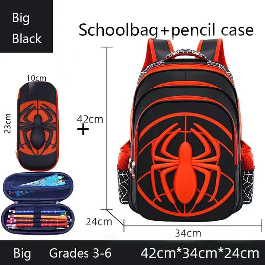 Fashion Children's Boys School Bag Red And Black Spider Pattern Backpack With Pencil Case Set Kids Boys Boutique Bag