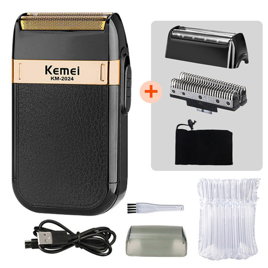 Kemei Electric Shaver for Men Waterproof Twin Blade Reciprocating Cordless Razor USB Rechargeable Shaving Machine Barber Trimmer
