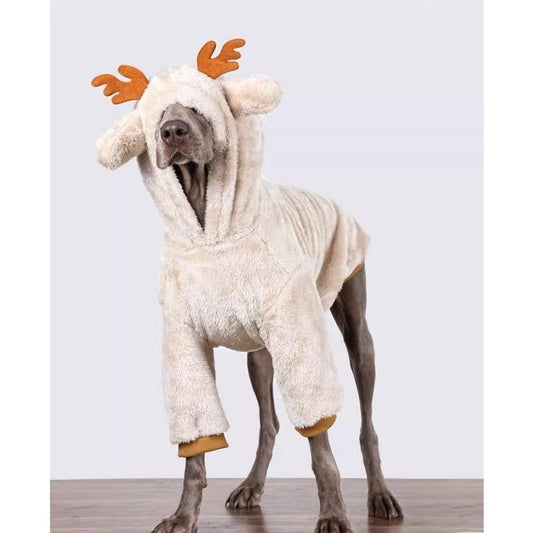 Casaco de Inverno para Cães Grandes, Pijama de Moletom de Lã, Roupa Aconchegante para Animais de Estimação, Casaco Quente com Capuz de Natal, Fantasia de Alce de Natal para Cães Grandes