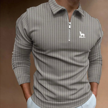 Men Fashion Long Sleeve Zipper Polo Shirt Men Casual Lapel Polo Shirt Fashion Polo Shirt Casual Men Polo Shirt Men Tops Polo