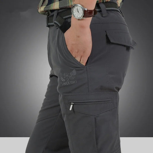 Men's Winter Fleece Tactical Pants Warm Cargo Pant Hunting SoftShell Work Trousers Shark Skin Thick Warm Waterproof Pants M-4XL