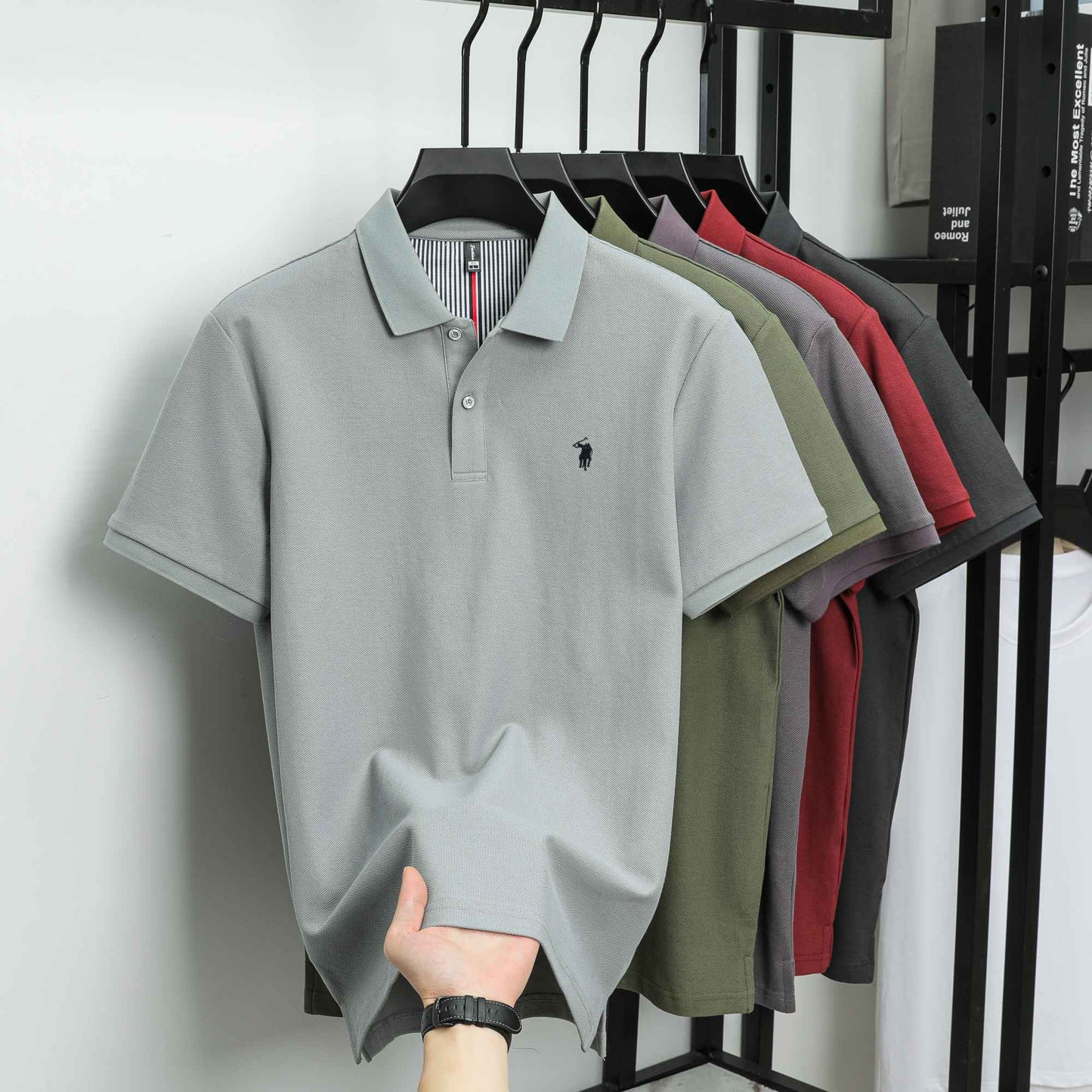 100% pure cotton summer new fashionable men's shortsleeved luxury customized business polo shirt exquisite embroidery Tshirt top