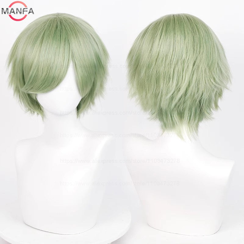 Anime 30cm Curta Reta Peruca Cosplay Preto Branco Verde Marrom Roxo Azul Cinza Vermelho Dourado Homens Mulheres Cabelo Sintético Resistente ao Calor