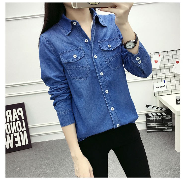 2022 Casual winter Autumn warm thick fleece denim Blouses Women Ladies Tops Women Blouses Long Sleeve Shirt clothe S-3XL