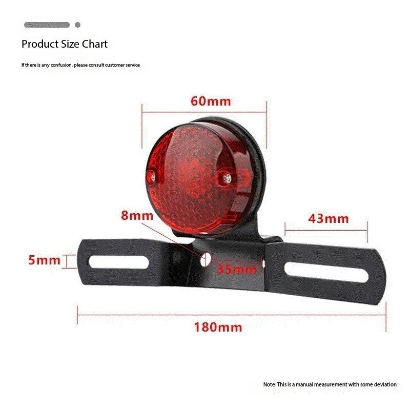 Motorcycle Retro Red Rear Tail Brake Stop Light Lamp W/ License Plate Mount for Harley Honda Suzuki Chopper Bobber