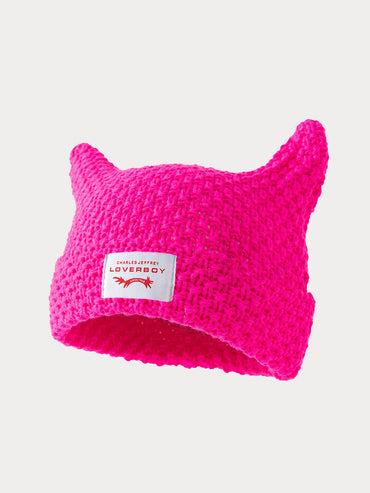 Y2K Handmade Stripe Knit Beanie Hat Cat Ears Cold Hat Winter Men Female Warm Crochet Hat Kawaii Designer