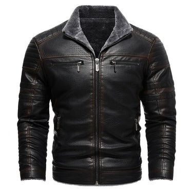 2024 Men Faux Leather Jacket High Quality Casual Zipper Fleece Warm Coats Winter Men Vintage Motorcycle Leather Jacket Men S-4Xl