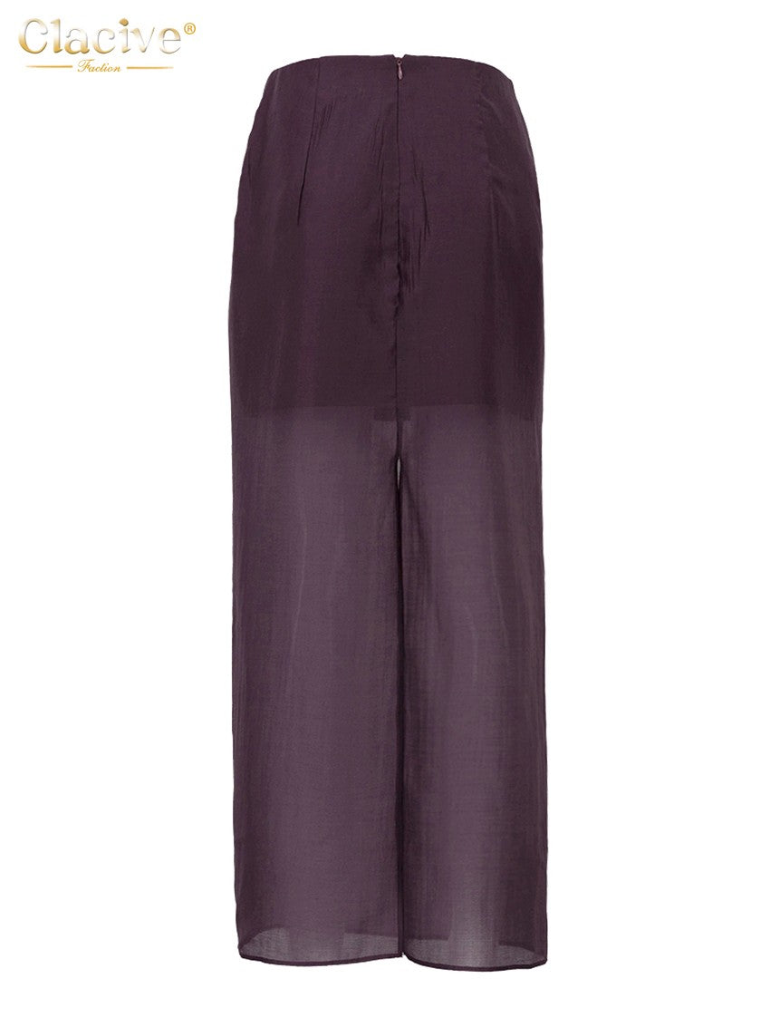 Clacive Fashion Loose Balck Women Skirt Casual High Waist Ankle Length Skirts El