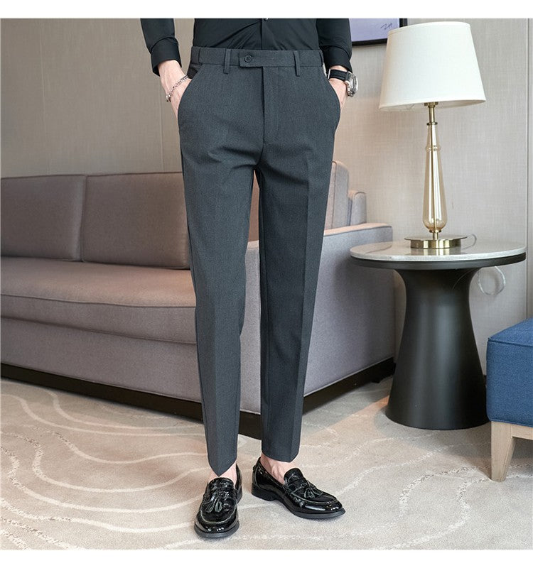 Men Suit Pant Autumn Elastic Waist Solid Slim Fit Dress Pants Business Casual Office Social Trouser Plus Size 40 38 Men Clothing