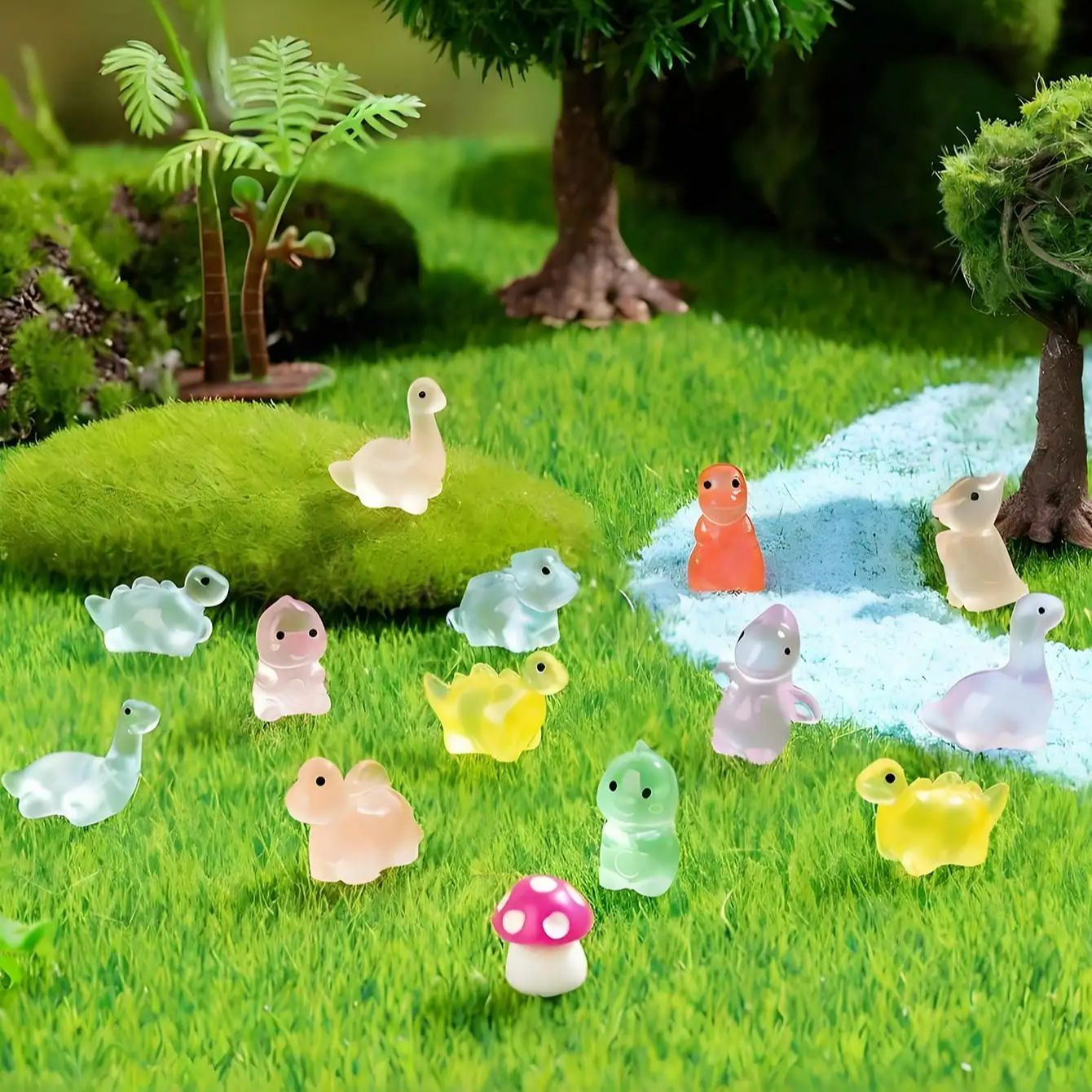 Glow In The Dark Dinosaur Toys 10/20PCS Luminous Mini Figurines For Christmas Fairy Garden Cute Decor