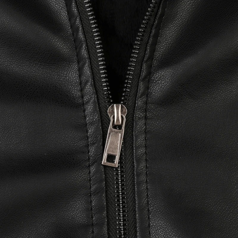 Mens Vintage Motorcycle Jacket 2025 Men Fashion New Biker Leather Jacket Male Embroidery Bomber Coat Winter Fleece Pu Overcoat
