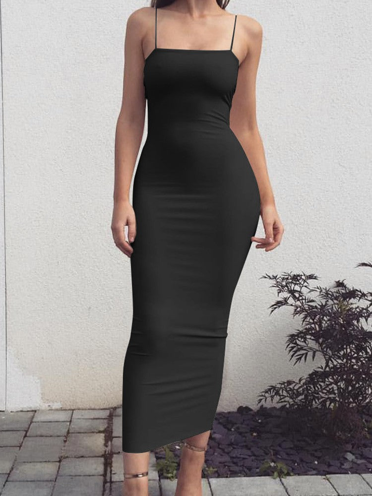 2025 New Spring Summer Women's High Elastic Sleeveless Backless Dress Long Sling