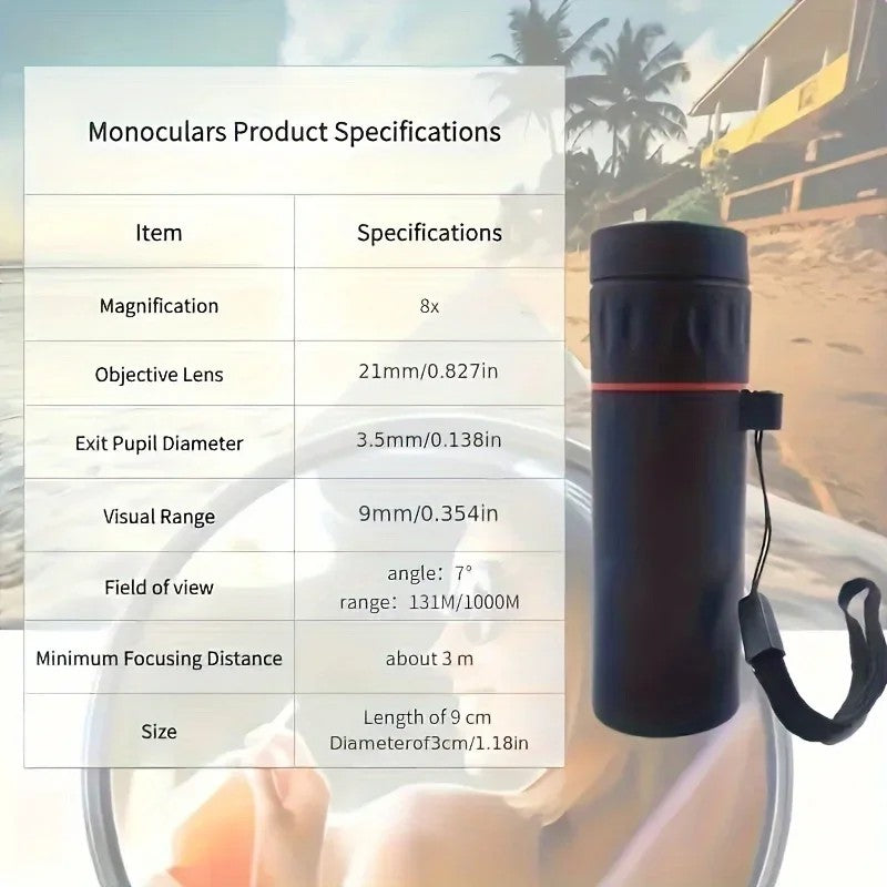 Telescópio Monocular 2000x25 HD Mini Portátil para Celular com Suporte Telescópios para Acampamento, Caça e Observação de Pássaros ao ar Livre