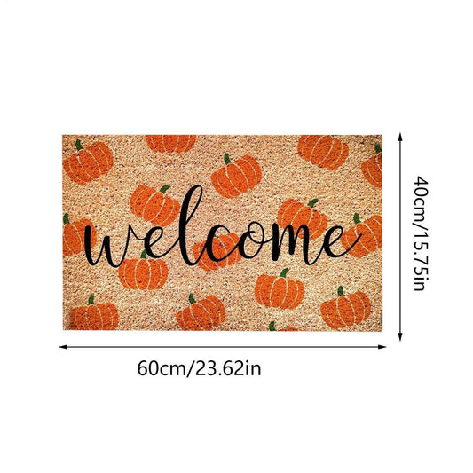Non-Slip Pumpkin Welcome Mat, Fall Decor Outdoor Entrance Rug, Kitchen Bedroom Bathroom Living Room Autumn Halloween Decor