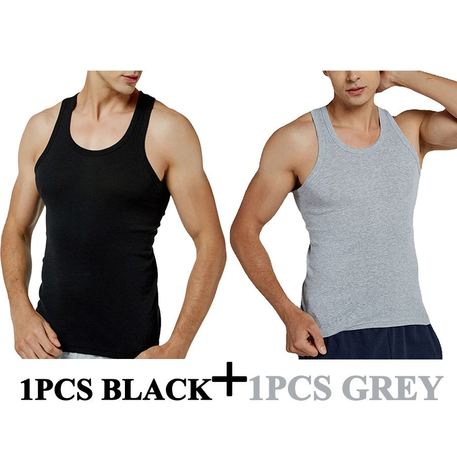 Tank Tops Men New 100% Cotton Solid Vest Mens Slim Casual Breathable Sleeveless