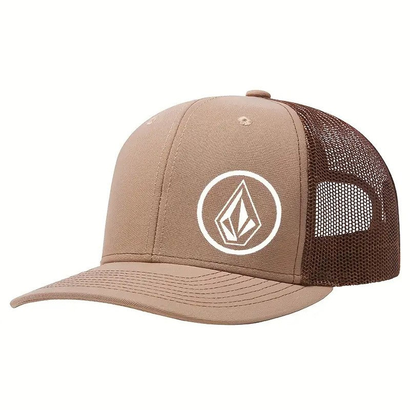 Boné de beisebol estampado com símbolo simples ligeiramente curvado masculino e feminino para eventos esportivos ao ar livre, boné de pato, chapéu de motorista de caminhão americano