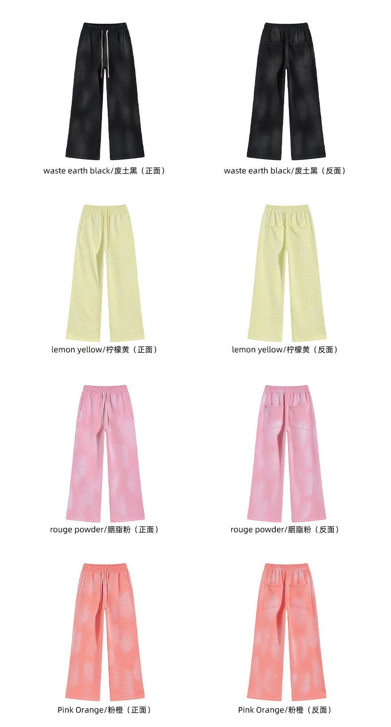 Autumn and winter 2024 new splash ink white spray-dyed loose plus velvet joggers