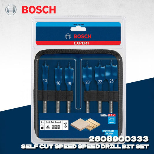 BOSCH 2608900333 Expert Self Cut Speed Flat Spade Thread Drill Bit Set 13-25mm 6pcs 152MM Drill Hole Bits For Woodworking