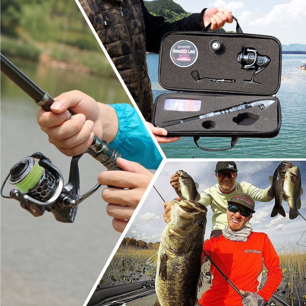Kit Vara de Pesca Telescópica Sougayilang 1.8-2.7m e Carretilha de Pesca com Carretel de Alumínio de Alta Velocidade 5.1:1 com Linha de Pesca e Bolsa para Iscas