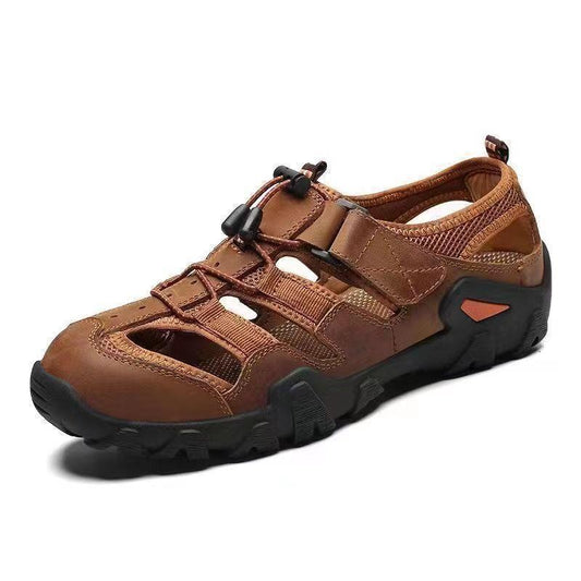 New Summer Mens Sandals Genuine Leather Antiskid Breathable Outdoor Sandalias Trekking Casual Beach Shoe Male Loafers Big Size