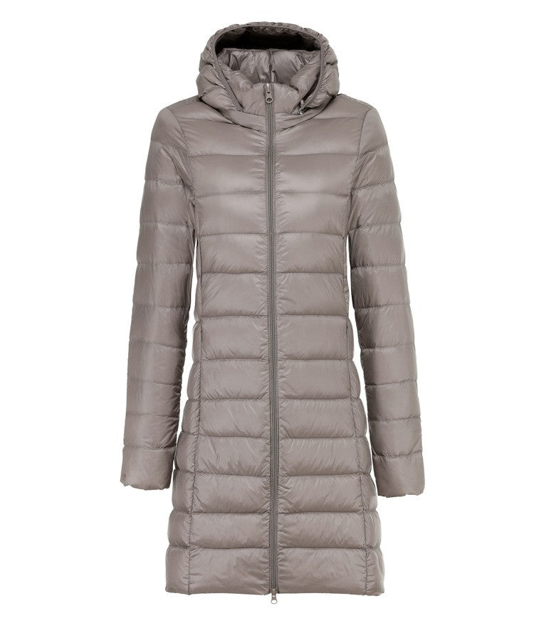 5XL 4XL Plus Long Down Jacket Women Winter Ultra Light Down Jacket Women With Hooded Down Coat Female Hat Detachable