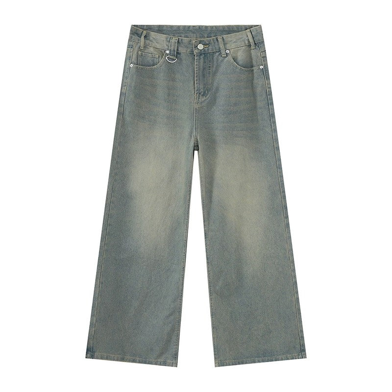 IEFB Vintage Men's Baggy Denim Trousers 2023 New Streetwear Wide Leg  Loose Denim Pants Fashion Distressed Straight Pants 9C1519