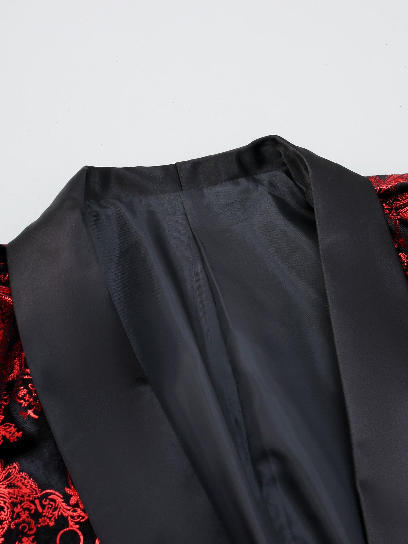 Men's Purple Print Suit Jacket Burgundy Long Sleeve Black Collar Single Button Coat for Wedding Party Stage Performance