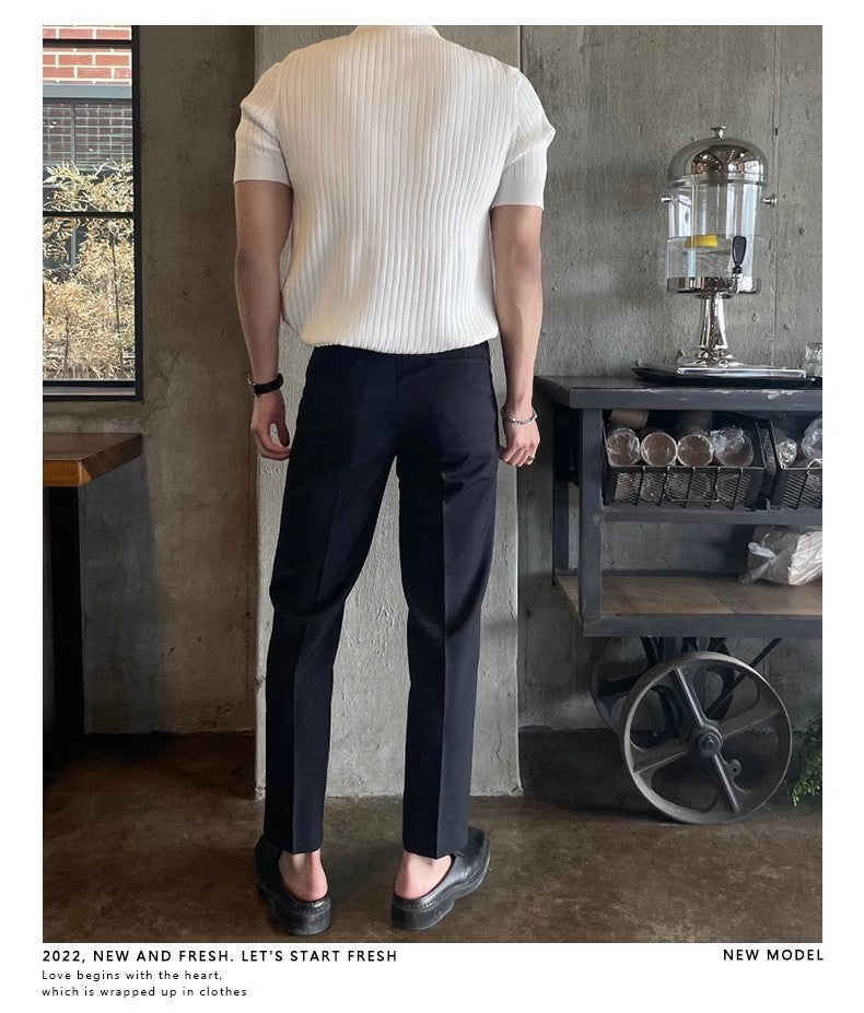 Men Slim Fit Polo Shirts Solid Stretch Sexy Collared TShirt Fashion Trendy Cotton Casual Top Summer Clothes Comfortable Stretchy