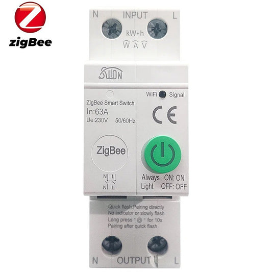 WIFI/ZigBee Smart Circuit Breaker Smart Switch Power Metering Remote-Metering Circuit Breaker 1P40A 2P63A Work With Tuya Alexa