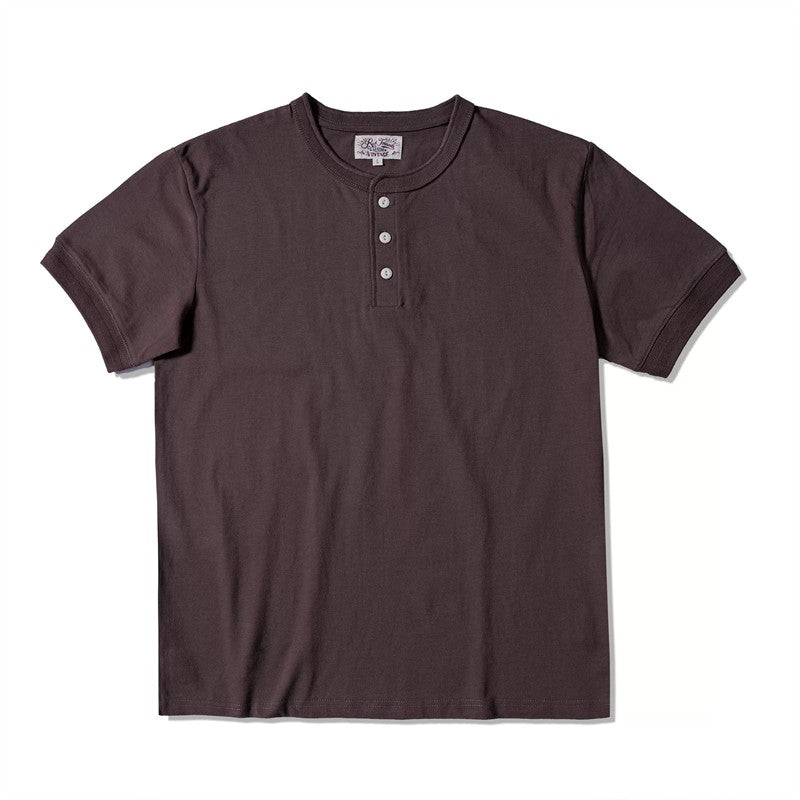 Red Tornado Short Sleeve Henley T-Shirt Heavyweight Cotton Men Every Day Tee Amekaji