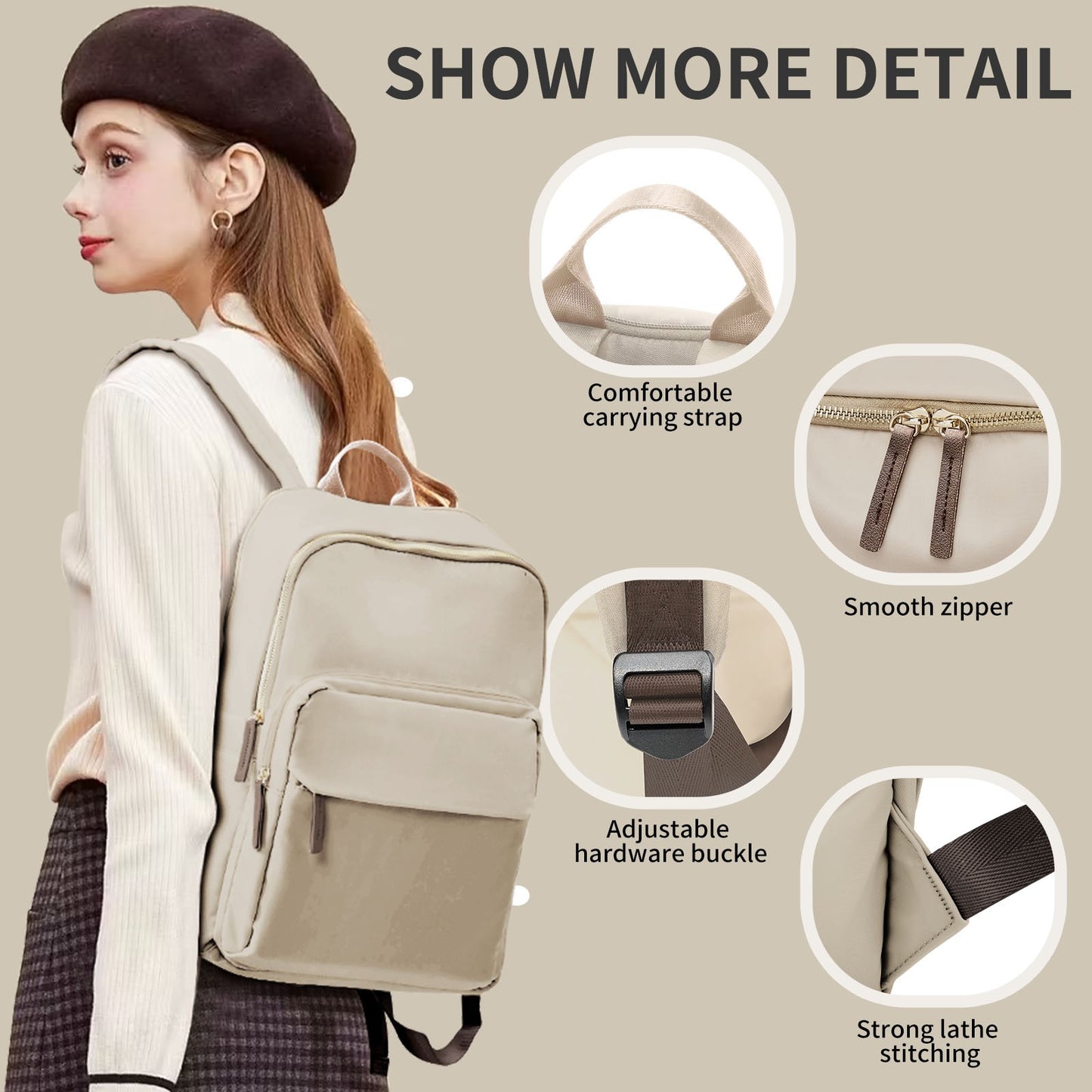 New Simple Large Capacity Backpack Women Travel Business Teacher Backpack Laptop Shoulder Bag Girl School Student Backpack Purse
