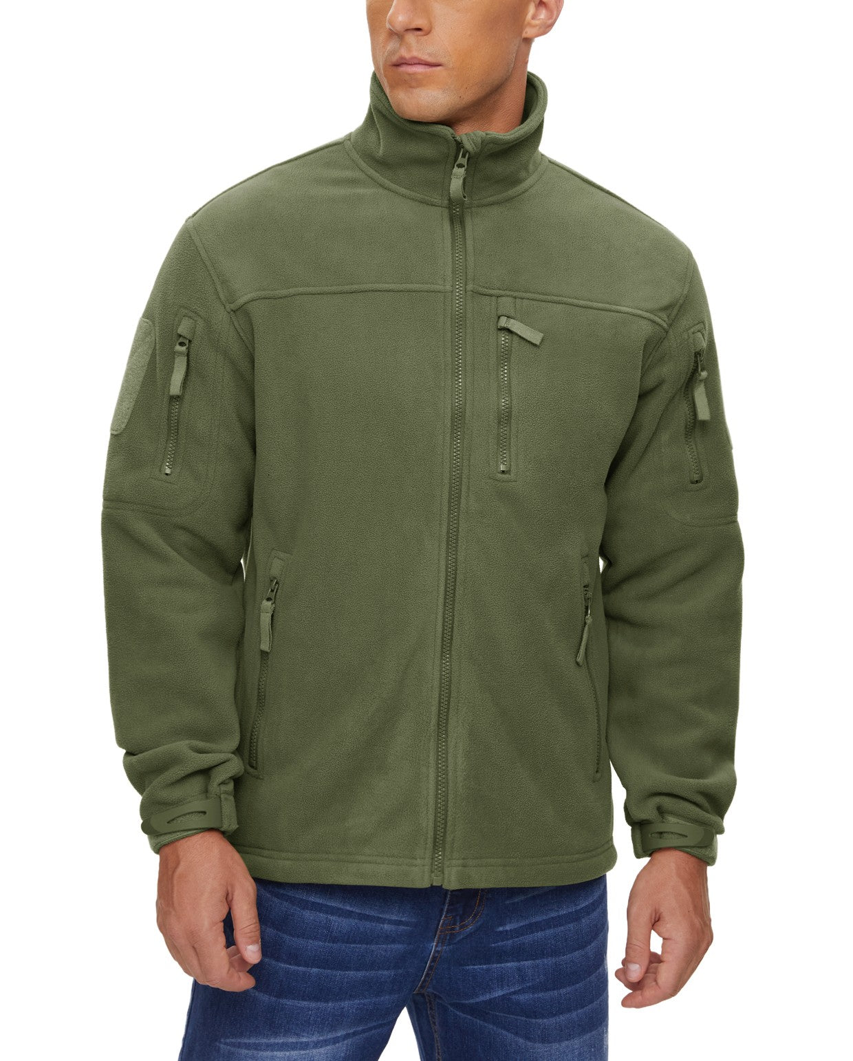 TACVASEN Winter Fleece Jacket Mens Zipper Pockets Work Jacket Thermal Warm Full Zip Fishing Hiking Coats Outwear Man Windbreaker