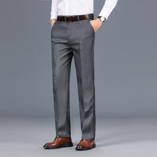 Top Quality 100% Cotton New Brand Casual Fashion Business Straight Long Dress Pants High Waist Trousers Men's Clothing