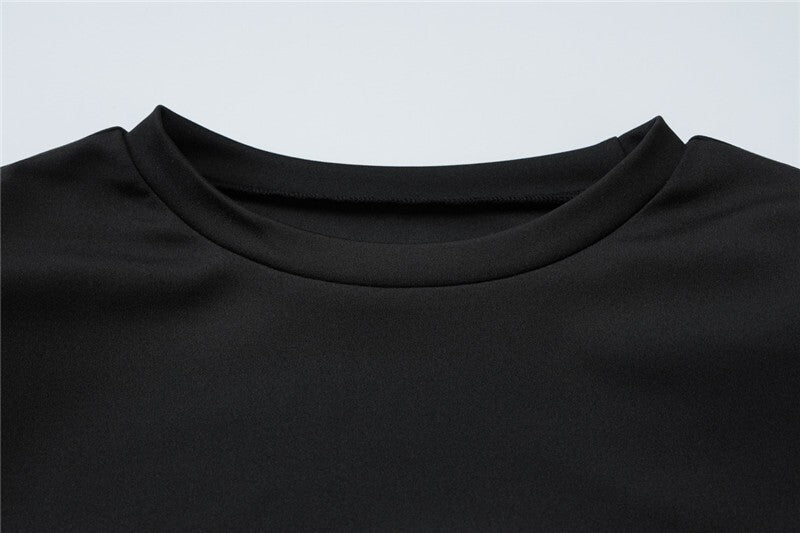 Mozision Short Sleeve Draped Sexy Mini Dress For Women Black Metal Buckle O Neck