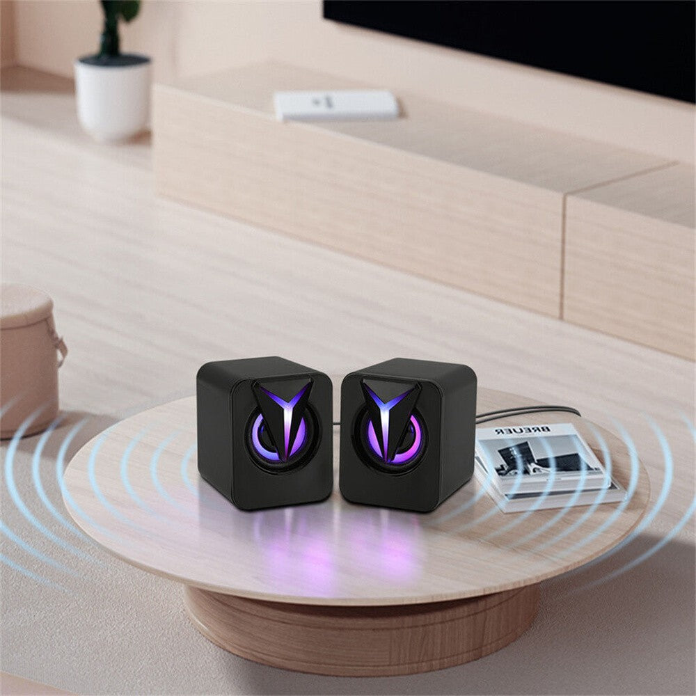 Mini Caixas de Som com Fio USB de 3,5 mm LED RGB Estéreo Bass para PC Notebook Computador de Mesa