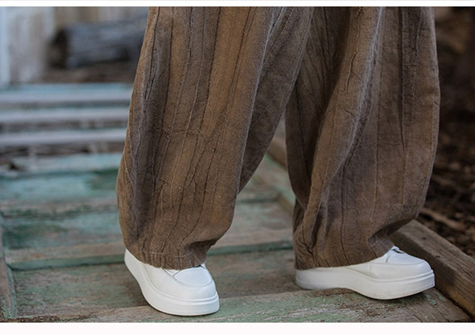 Elegant Women's Cotton Linen Baggy Cargo Pants Vintage Elastic Waist Yoga Trousers Loose Casual Long Wide Leg Oversize Clothes