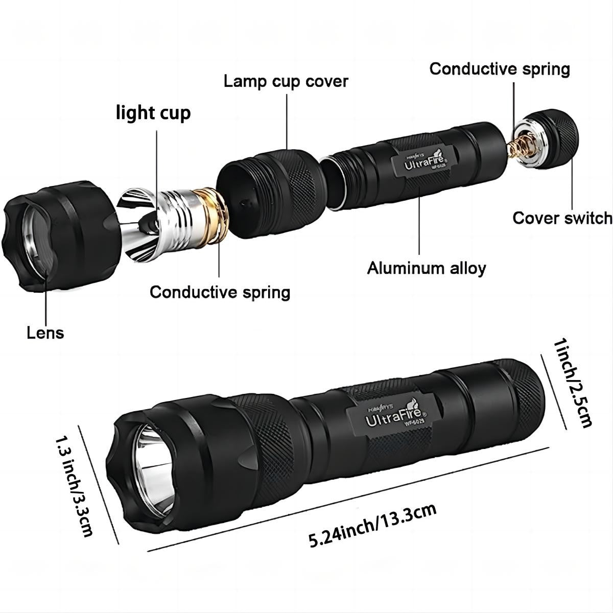 UltraFire WF-502B EDC Led Flashlight 18650 Camping Torch 10W Fishing Lantern 1000 Lumen Outdoor Flash Tactical Hunting Lights