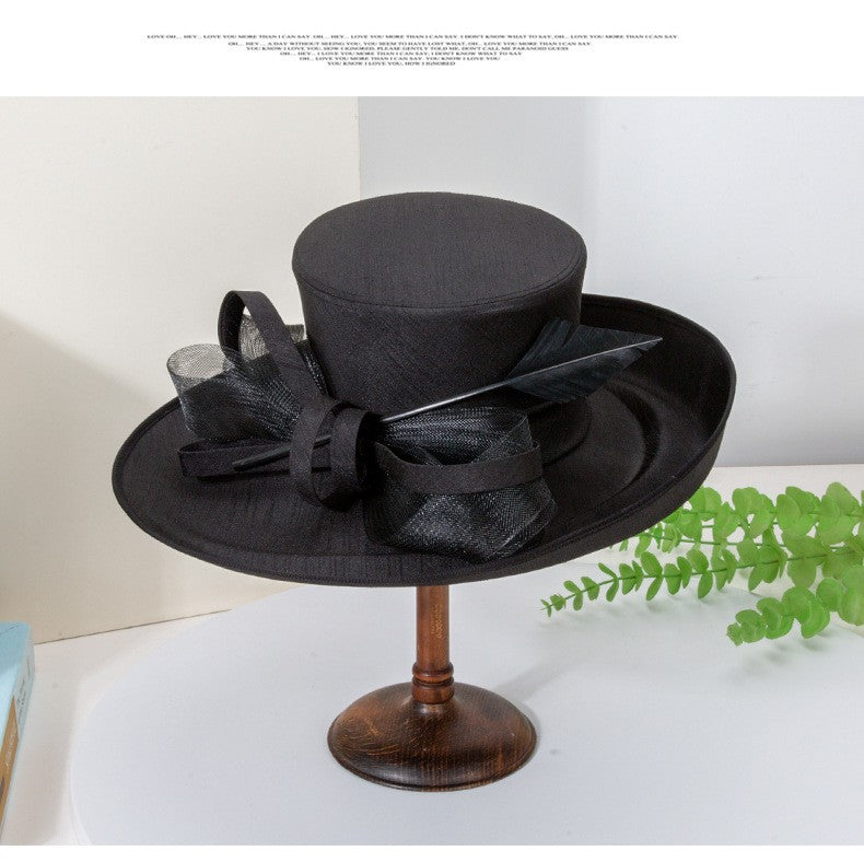 Fashion Luxury Feather Tea Party Church Photography Hat Elegant Flower Female Wide Brim Banquet Fascinator Wedding Formal Hats