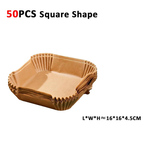 100pcs Air Fryer Paper Liners Disposable Non-Stick Parchment Paper Waterproof Oil-Proof Square Round Liners for Baking Roasting