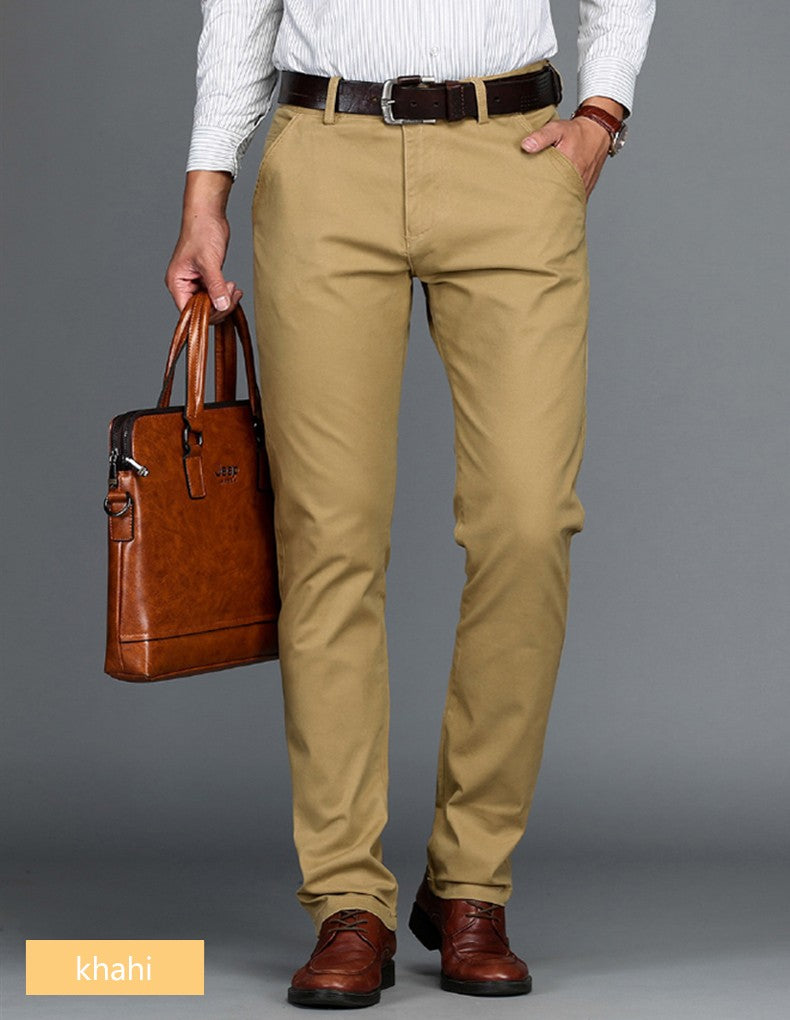 Mens Pants Cotton Casual Stretch male trousers man long Straight High Quality 4 color Plus size pant suit 42 44 46