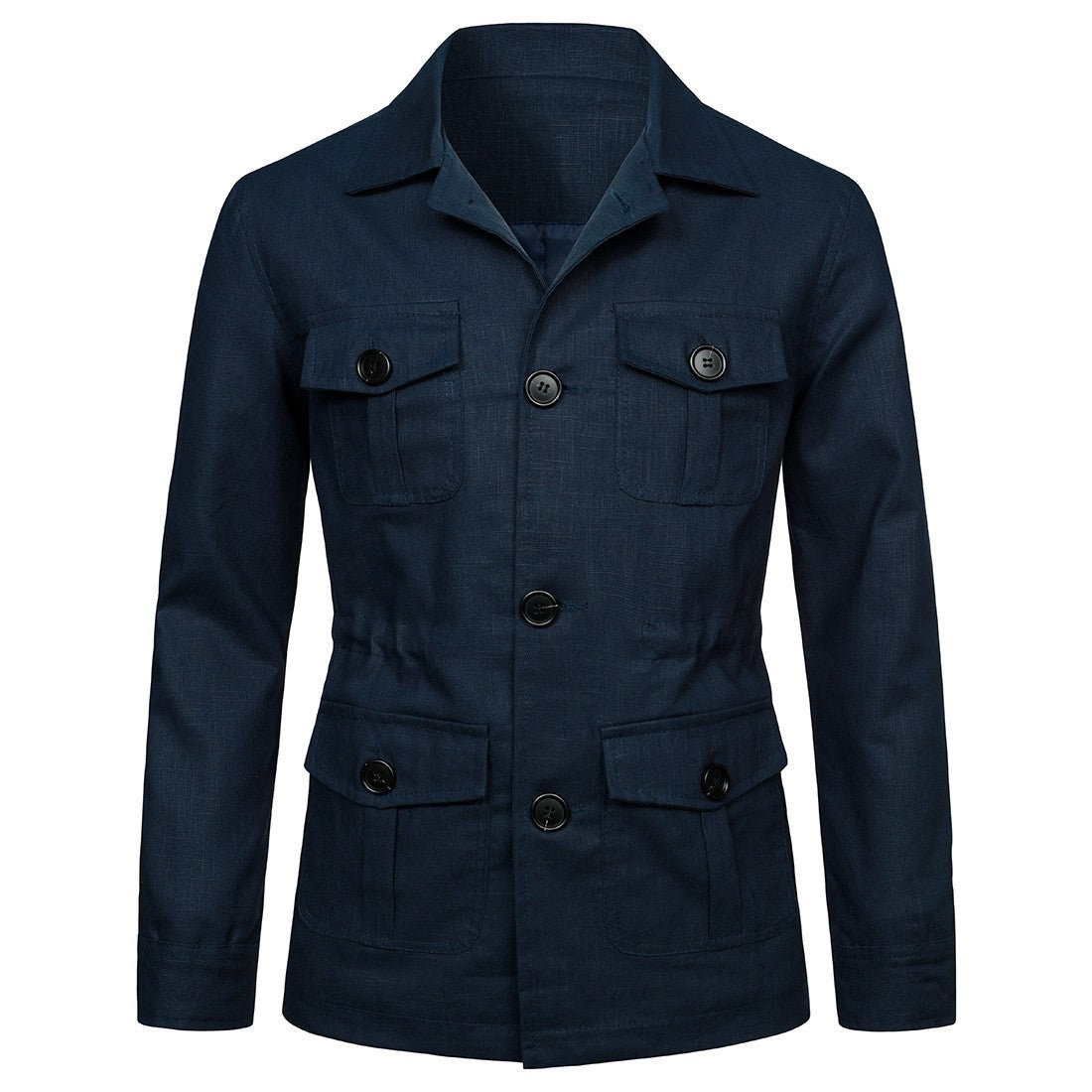 Mens Coats Safari Jacket Linen British Retro Gentry Suit Pockets Outerwear Fashion Solid Color Male Tops Ropa Hombre