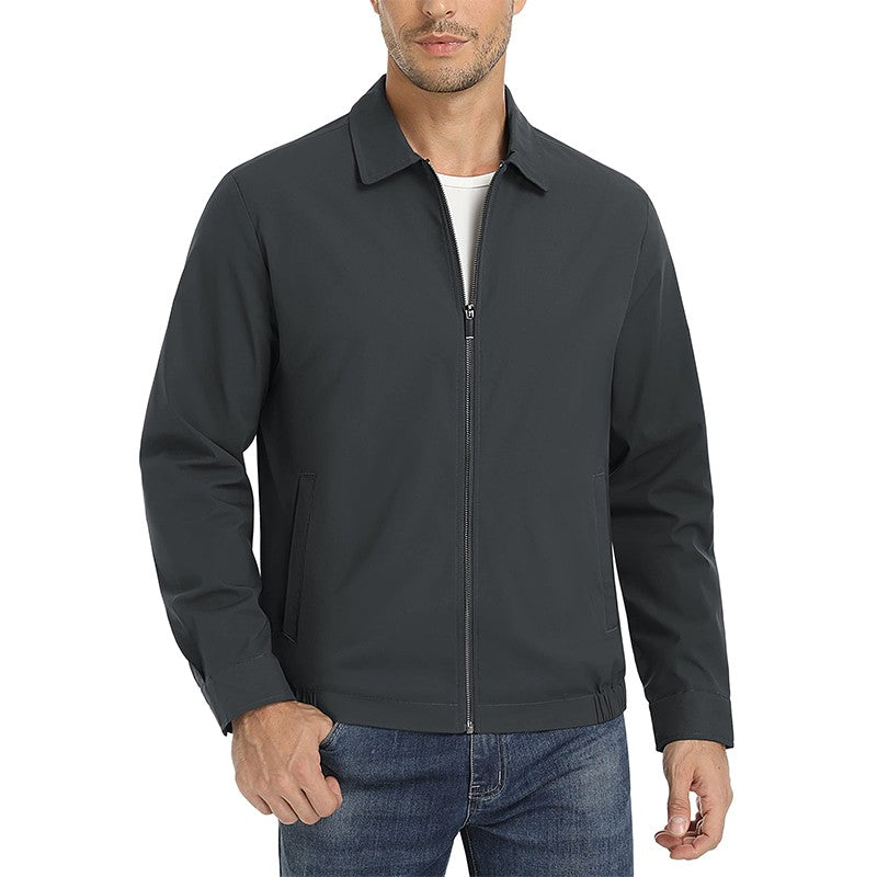 MAGCOMSEN Men's Zip-Front Golf Jacket Spring Summer Casual Jacket Solid Color Turn-down Collar Outerwear Hiking Fishing Travel