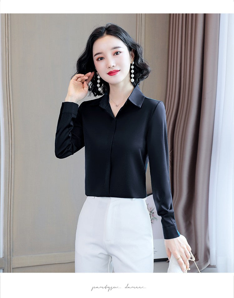 Women Silk Office Shirt 2025 Fashion Long Sleeve Casual Female Tops Elegant Ladies Vintage White Satin Blouses Shirts Oversized