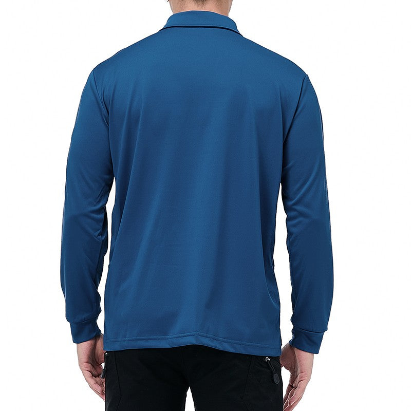 Men's Lightweight Long Sleeve Polo Shirt Performance Tactical Casual Outdoor Hiking Collared Shirts Pique Jersey Golf Shirt
